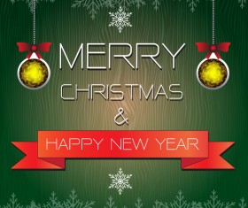 Merry christmas card with new year banner vector 05