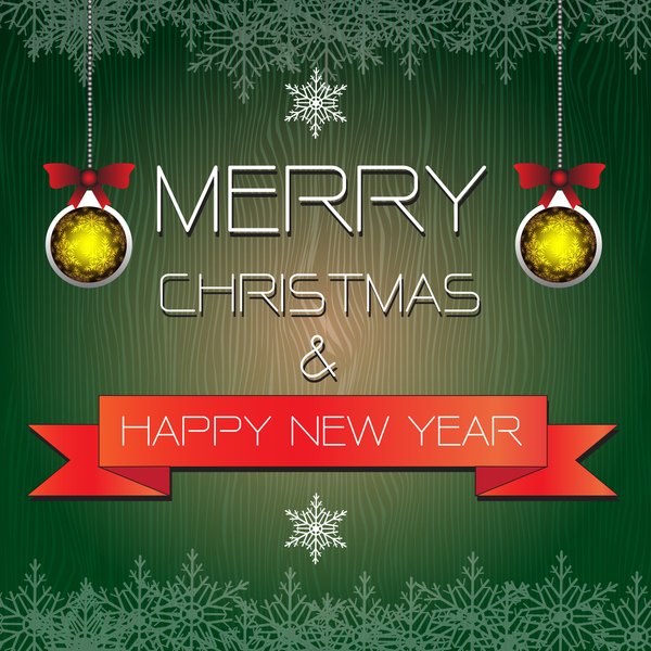 Merry christmas card with new year banner vector 05