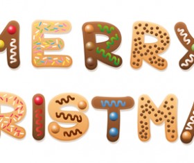 Merry christmas cookies gingerbread text design vector