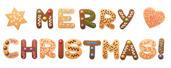 Merry christmas cookies gingerbread text design vector