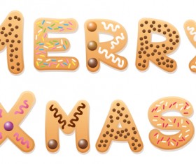 Merry xmas cookies text design vector
