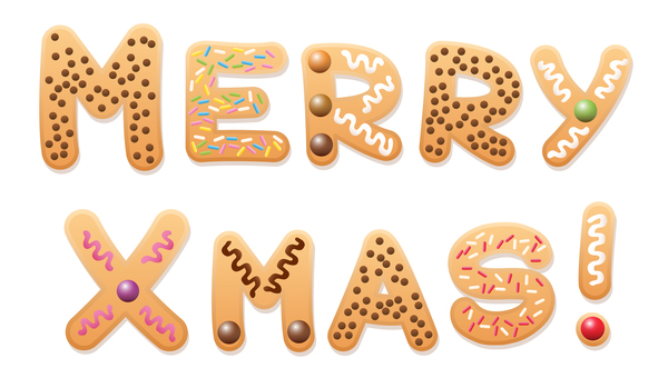 Merry xmas cookies text design vector