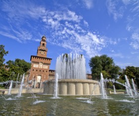 Milan Urban architecture and fountain Stock Photo