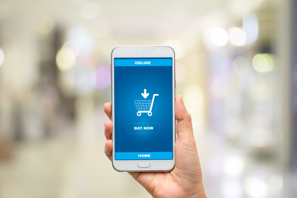Mobile online shopping Stock Photo