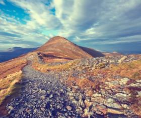 Mountains and trails close to the cloud Stock Photo