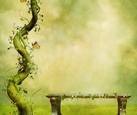 Nature tree rattan resting chair Stock Photo