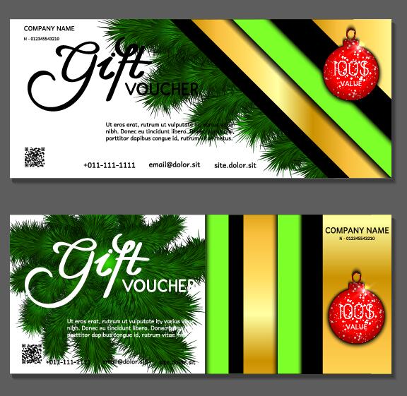 New Year gift voucher template vectors set 01