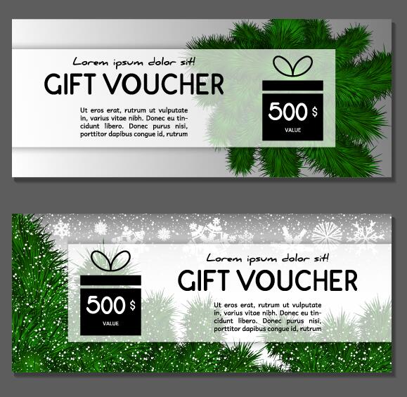 New Year gift voucher template vectors set 02