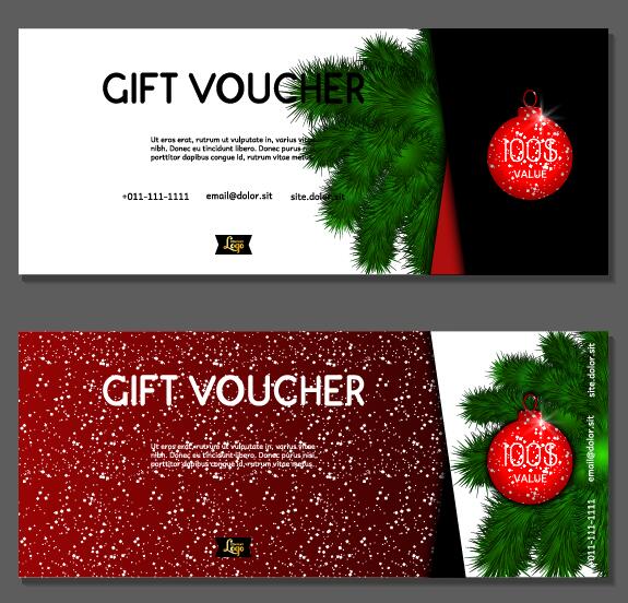 New Year gift voucher template vectors set 03