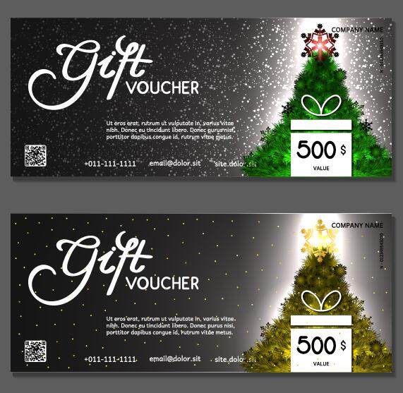 New Year gift voucher template vectors set 05