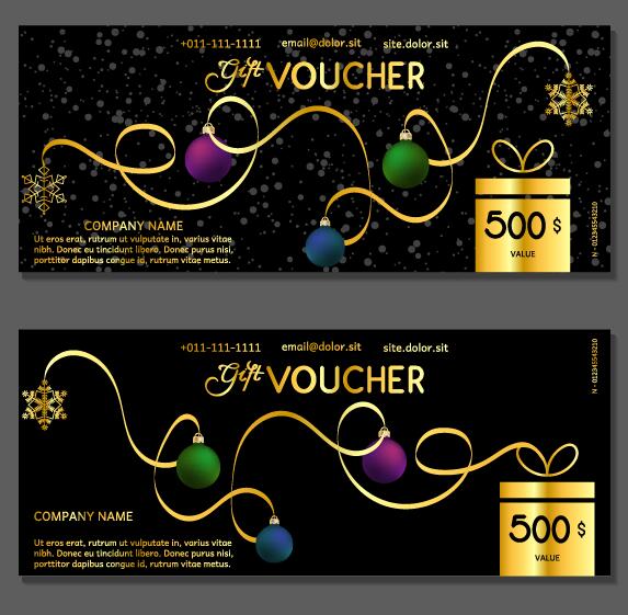 New Year gift voucher template vectors set 07