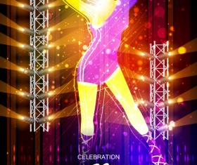 New year disco party poster vectors material 01
