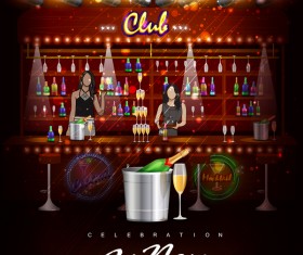 New year disco party poster vectors material 02