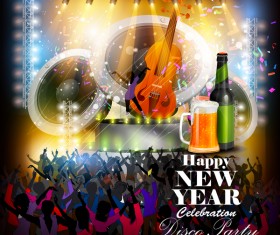 New year disco party poster vectors material 03
