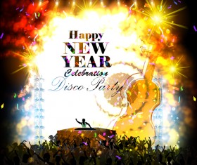 New year disco party poster vectors material 04