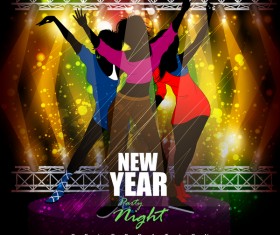 New year night party flyer vector template