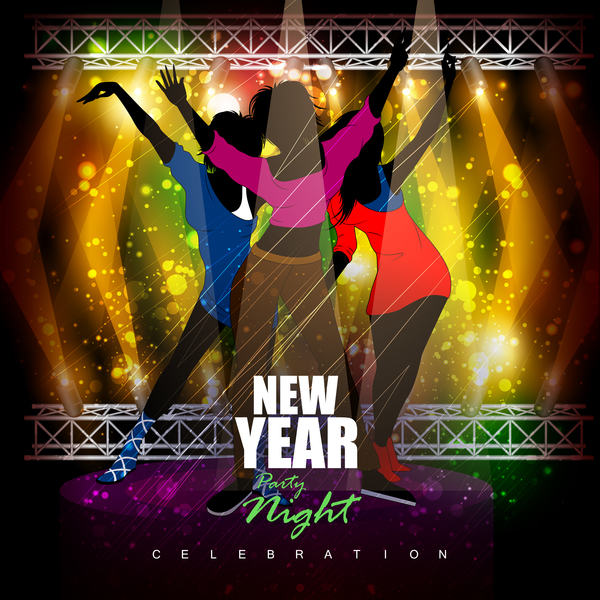 New year night party flyer vector template