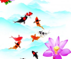 Nine fish lotus HD picture