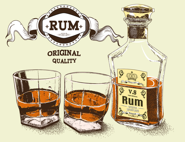 Original quality rum retro poster vector
