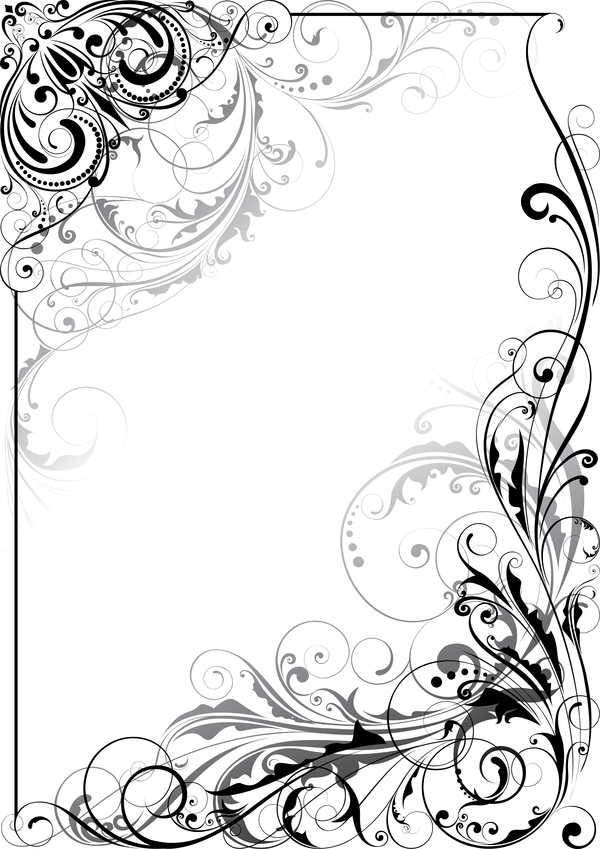 Ornament floral design corner swirl vector