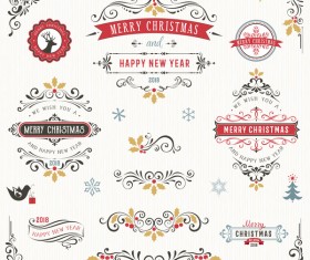Ornate Retro Merry Christmas Collection Vector
