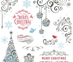 Ornate Winter Holiday Swirl Vector Set