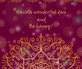 Ornate oriental style greeting card template vector 02