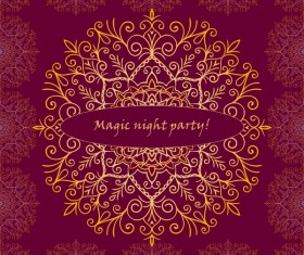 Ornate oriental style greeting card template vector 03