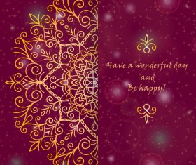 Ornate oriental style greeting card template vector 04