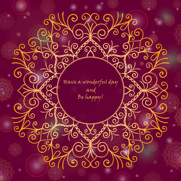 Ornate oriental style greeting card template vector 05