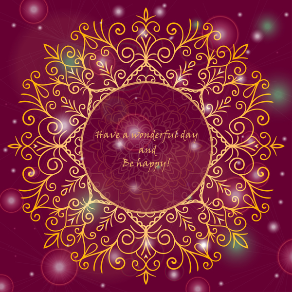 Ornate oriental style greeting card template vector 06
