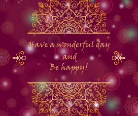 Ornate oriental style greeting card template vector 07