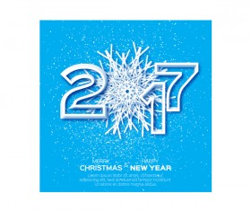 Paper cutting 2017 with blue background vector