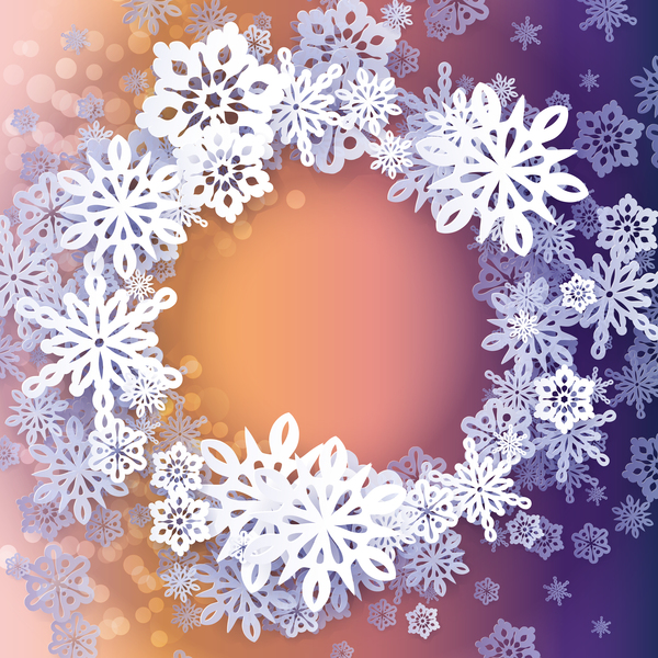 Paper snowflake christmas background vector 05