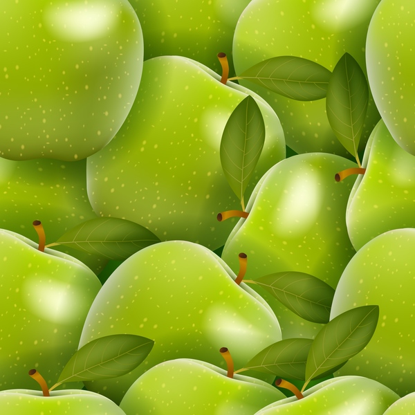 Pattern green apple seamless vector