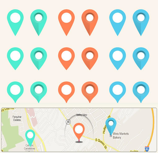 Phone map location icon set