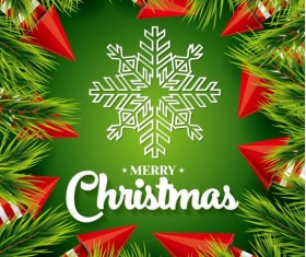 Pine branches frame with christmas card vector