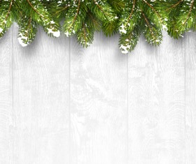 Pine with wooden christmas background vector 02