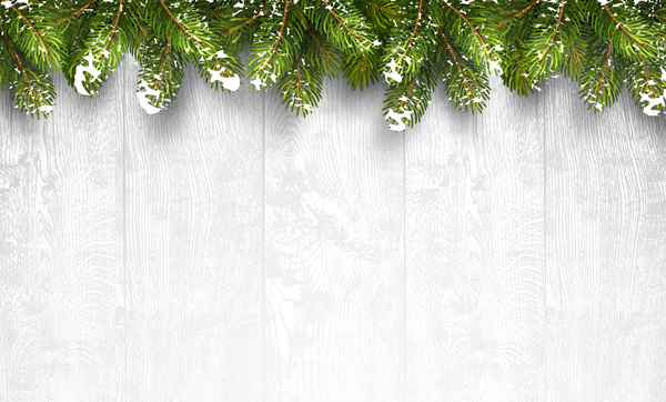 Pine with wooden christmas background vector 02