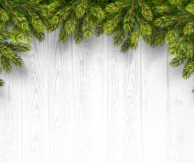 Pine with wooden christmas background vector 05