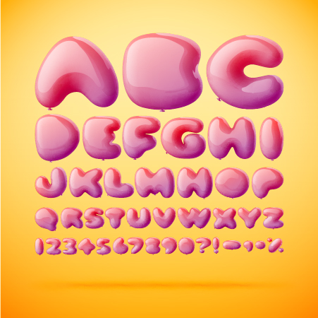 Pink balloon alphabet vector free download