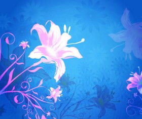 Pink flower with blue dream background vector