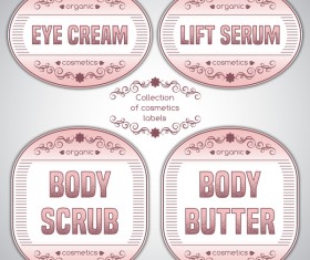 Pink labels of cosmetics vector 01