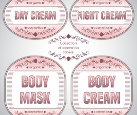 Pink labels of cosmetics vector 02