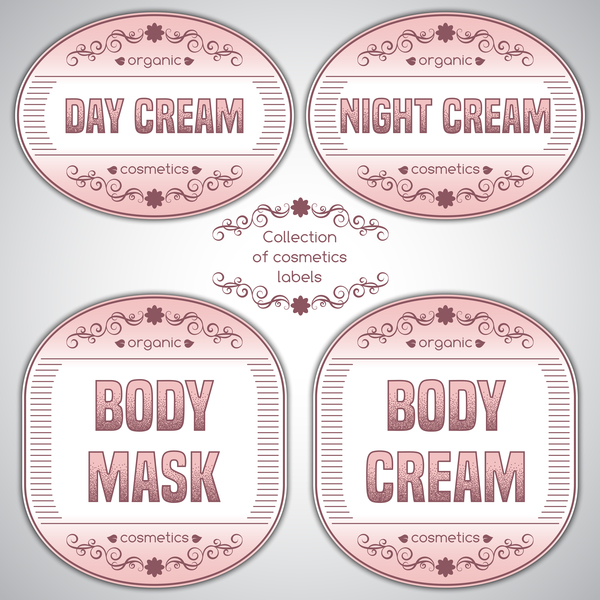 Pink labels of cosmetics vector 02