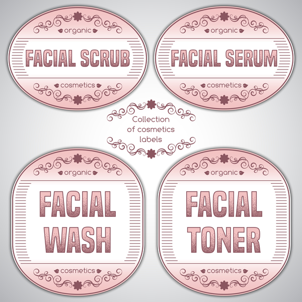 Pink labels of cosmetics vector 03
