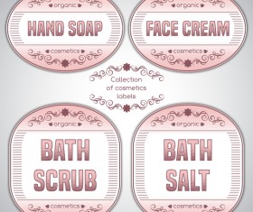 Pink labels of cosmetics vector 04