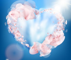 Pink petal with heart vector