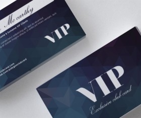 Polygon blue VIP card front and back template vector