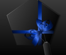 Polygon gift box with colored ribbon bow vector 01